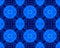 Blue glow circles abstract seamless geometric pattern background.