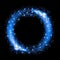 Blue glow glitter circle frame with stars.