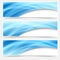 Blue glow swoosh line header footer set