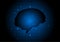 Blue glowing brain figure with circuit lines. vector technology