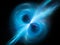 Blue glowing electromagnetic field in space