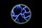 Blue glowing lightning in a circle. Light effect from an electric impulse. Electric discharges on a black background