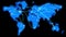 Blue glowing map of the world with flat animated airplanes