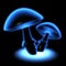 Blue glowing mushrooms