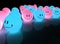 Blue glowing smileys