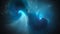 Blue glowing spiral nebula in space