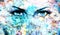 Blue goddess women eye, multicolor background. eye