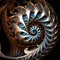 Blue and Gold Abstract Fractal Design Spiral Swirl Infinite