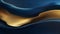 A blue and gold abstract wavy background 3d render illustration a wave movement