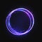Blue gold circle light effect with round glowing elements, particles and stars on dark background. Shiny glamour design
