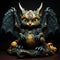 Blue And Gold Dragon Figurine With Mysterious Nocturnal Scenes