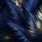 blue and gold feathers on a dark background