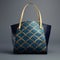 Blue And Gold Geometric Pattern Handbag With Photorealistic Renderings