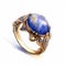 Blue And Gold Gothic Ring With Beautiful Gemstones