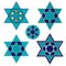 Blue and gold Jewish star icons