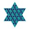 Blue and gold Jewish star with pattern