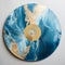 Blue And Gold Marble Record: Serene Oceanic Vistas In Timeless Artistry