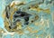 Blue and gold marbling pattern. Golden marble liquid texture.