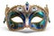 A blue and gold masquerade mask on a white background, Mardi Gras mask