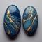 Blue And Gold Stone With Naturalistic Painter Style