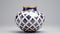 Blue And Gold Vase On Gray Background With Symmetrical Grid Pattern