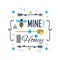 Blue and golden cute bee mine honey message with symbols set poster