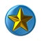 Blue and golden star button 3d illustration