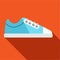 Blue golf shoe icon, flat style