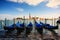 Blue gondolas in Venice