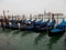 Blue Gondolas in Venice Italy in a quiet place.