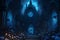 Blue gothic cathedral