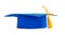 Blue graduation cap with gold tassel