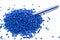 Blue granules of polypropylene, polyamide. Background. Plastic and polymer industry. Microplastic products.