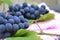 Blue grape close up. Kitchen, natural
