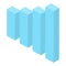 Blue graph bars icon, isometric style