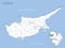 Blue-gray detailed map of Cyprus administrative divisions and location on the globe