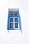 Blue Greek Typical Window In Ano Mera On The Island Of Mykonos. Architecture Landscapes Travels Cruises.