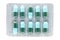 Blue green antibiotic pills gelatin capsule in blister pack