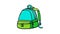 Blue and green Backpack, illustration