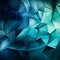 Blue, green, and cyan triangles merge with white, an abstract visual tapestry