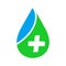 Blue green drop water cross logo