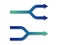 Blue and green gradient bifurcated arrows and joining arrows