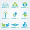 Blue and green Healthy logo vector set design