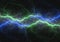 Blue and green lightning bolt, abstract plasma and