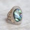 Blue and green mother pearl silver plated ring