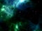 Blue and green Nebula with stars shining through space in cosmos