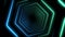 Blue and Green Neon Hexagon Light Beams Background