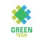 blue green square eco chip tech logo concept design