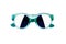 Blue green sunglasses with mirror reflection lens white background isolated closeup, fashion male or female sunglass