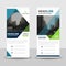 Blue green triangle roll up business brochure flyer banner design , cover presentation abstract geometric background